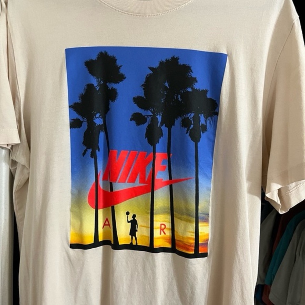 Nike Unisex Beige T-Shirt with Sunset Graphic - Men’s or Women’s